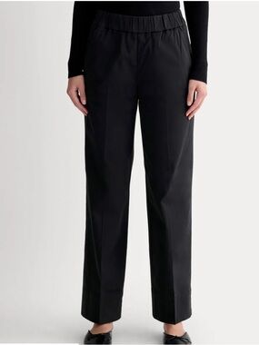 Everlane The Easy Pant Black Straight-Leg Elastic-Waist Cotton Women’s Size 6